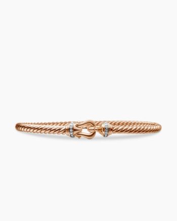 Buckle Cablespira® Bracelet|18K Rose Gold with Diamonds, 3.5mm