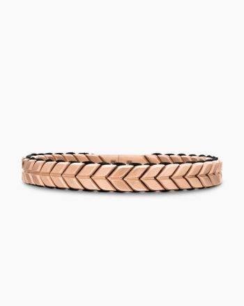 Chevron Woven Bracelet|18K Rose Gold and Black Nylon, 9mm