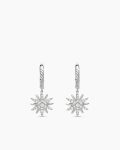 Starburst Drop Earrings|Sterling Silver with Diamonds, 25mm
