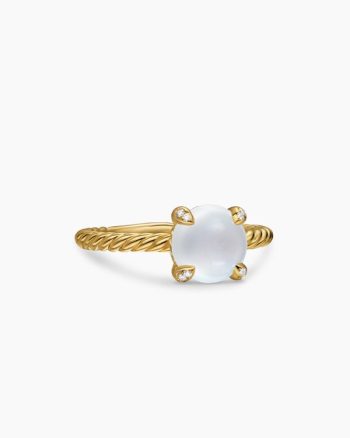 Petite Chatelaine® Ring|18K Yellow Gold with Blue Moonstone and Diamonds, 8mm