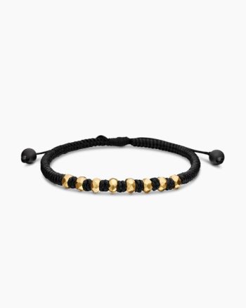 Fortune Woven Bracelet|Black Nylon with Black Onyx and 18K Yellow Gold, 5.5mm
