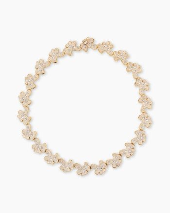 Petals Single Row Necklace|Yellow Gold with Diamonds