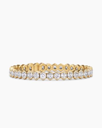 Men's Hex Tennis Bracelet|Yellow Gold with Diamonds
