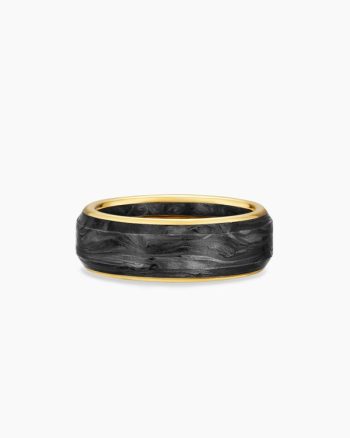 Streamline® Band Ring|18K Yellow Gold with Forged Carbon, 8mm