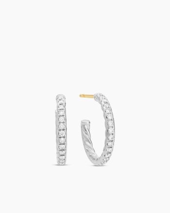 Pavé Hoop Earrings|Sterling Silver with Diamonds, 19mm