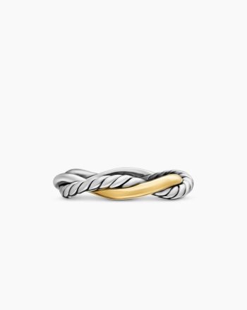 Petite Infinity Band Ring|Sterling Silver with 14K Yellow Gold, 4mm