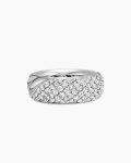 Sculpted Cable Band Ring|Sterling Silver with Diamonds, 7.5mm
