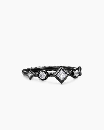 Petite Modern Renaissance® Band Ring|Black Titanium with Diamonds, 6.4mm