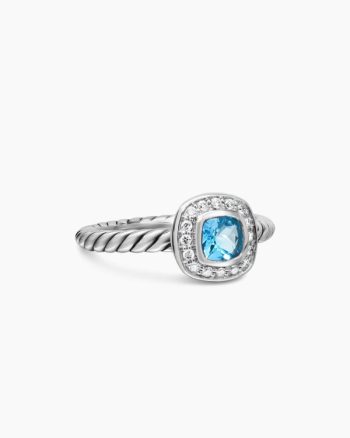 Albion® Teen Ring|Sterling Silver with Blue Topaz and Diamonds, 4mm