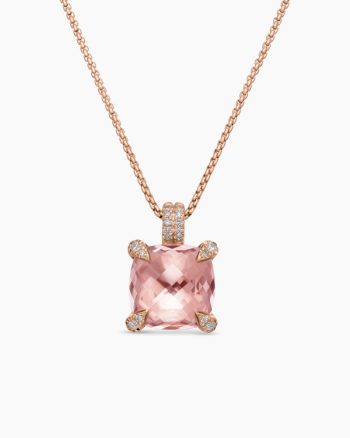 Chatelaine® Pendant Necklace|18K Rose Gold with Morganite and Diamonds, 11mm