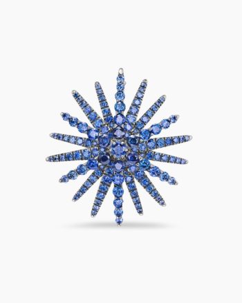 Starburst Pin|White Gold with Blue Sapphires