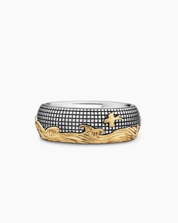 Waves Band Ring|Sterling Silver with 18K Yellow Gold, 8.7mm