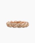 Sculpted Cable Flex Band Ring|18K Rose Gold with Cognac Diamonds, 5mm