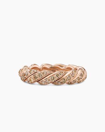 Sculpted Cable Flex Band Ring|18K Rose Gold with Cognac Diamonds, 5mm