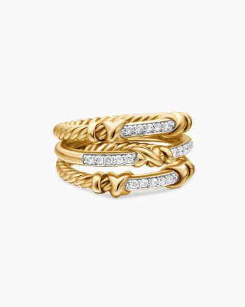 Petite Helena Wrap Three Row Ring|18K Yellow Gold with Diamonds, 12mm