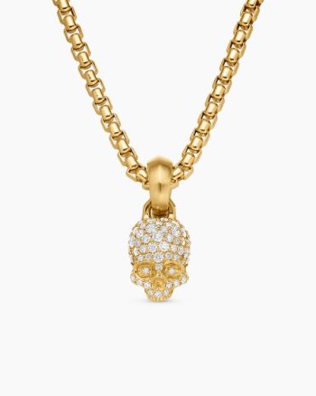 Skull Amulet|Full Pavé Diamonds and 18K Yellow Gold, 14mm