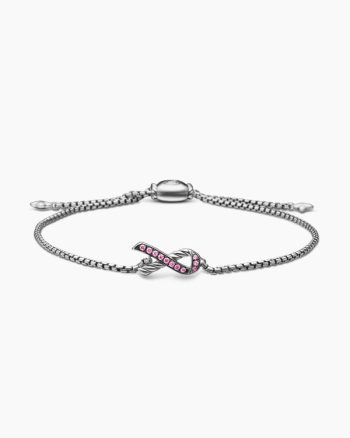 Cable Collectibles® Ribbon Chain Bracelet|Sterling Silver with Pavé Pink Sapphires, 1.5mm