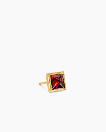 Pyramid Stud Earring|18K Yellow Gold with Garnet, 6.6mm