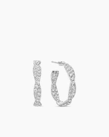 Floating Diamonds Hoop Earrings|White Gold