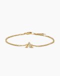 Petite Pavé Initial Chain Bracelet|18K Yellow Gold with Diamond A