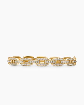 Stax Chain Link Bracelet|18K Yellow Gold with Diamonds, 7mm