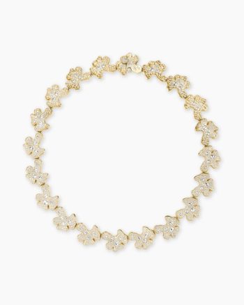 Petals Single Row Necklace|Gold with Diamonds