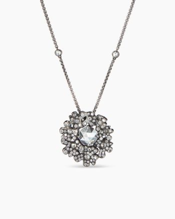 Petals Cluster Pendant|White Gold with Rhodiated Black and Diamonds