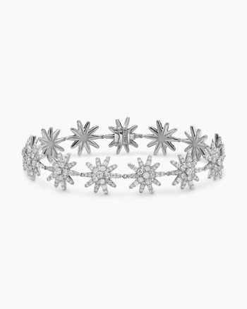 Starburst Pavé Tennis Bracelet|18K White Gold with Diamonds, 12.3mm