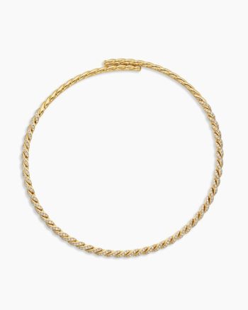 Sculpted Cable Flex Necklace|18K Yellow Gold with Diamonds, 5mm
