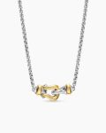 Petite Buckle Necklace|Sterling Silver with 14K Yellow Gold, 16.2mm