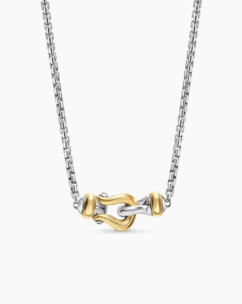 Petite Buckle Necklace|Sterling Silver with 14K Yellow Gold, 16.2mm