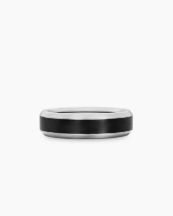Beveled Band Ring|Grey Titanium with Black Titanium, 6mm
