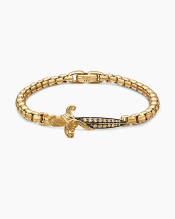 Waves Dagger Bracelet|18K Yellow Gold with Cognac Diamonds, 5mm