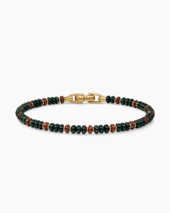 Spiritual Beads Bracelet|18K Yellow Gold with Bloodstone and Red Jasper, 4mm