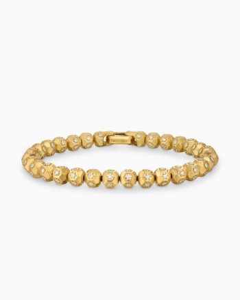 Spiritual Beads Faceted Bracelet|18K Yellow Gold with Pavé Diamonds, 6mm