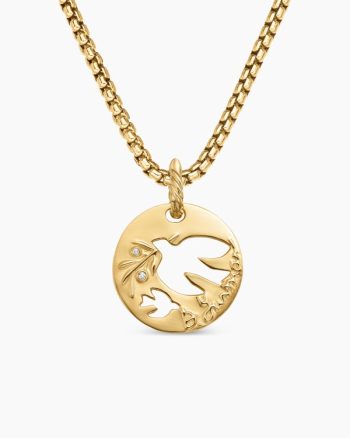 DY Elements® Dove Pendant|18K Yellow Gold with Diamonds, 22mm