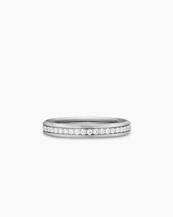 Beveled Band Ring|18K White Gold with Diamonds, 3.5mm
