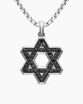 Star of David Pendant|Sterling Silver with Black Diamonds, 25mm