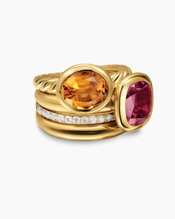 DY Mercer® Color Two Stone Cocktail Ring|18K Yellow Gold with Madeira Citrine, Pink Tourmaline and Diamonds, 17.7mm