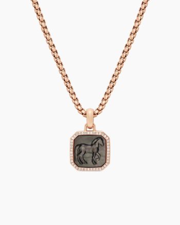 Petrvs® Horse Amulet|18K Rose Gold with Black Mother of Pearl and Diamonds, 16.4mm