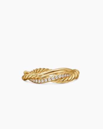 Petite Infinity Band Ring|18K Yellow Gold with Diamonds, 4mm