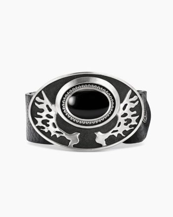 Exotic Stone Angel Wing Belt Buckle|Sterling Silver with Black Onyx