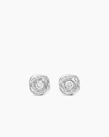 Infinity Stud Earrings|Sterling Silver with Diamonds, 6.8mm