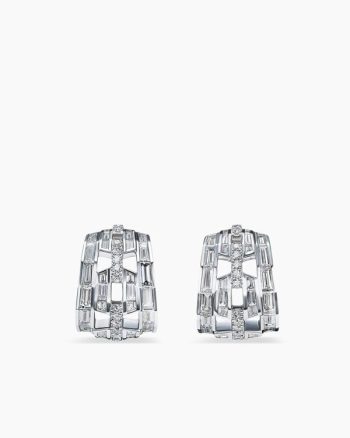 Stax Huggie Hoop Earrings|White Gold with Diamonds