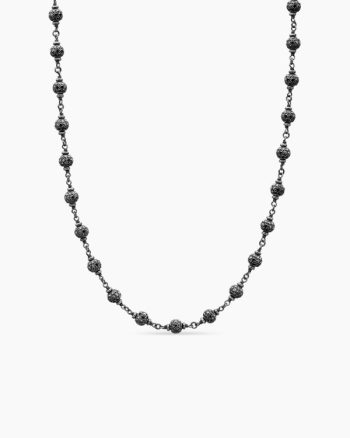 Spiritual Beads Necklace|Sterling Silver with Black Diamonds, 6mm
