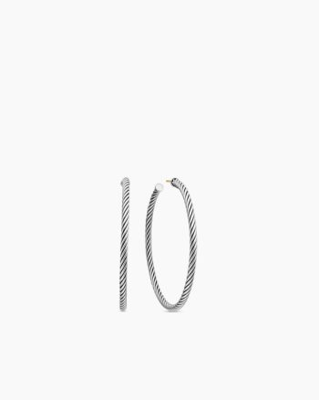 Cable Hoop Earrings|Sterling Silver, 2in