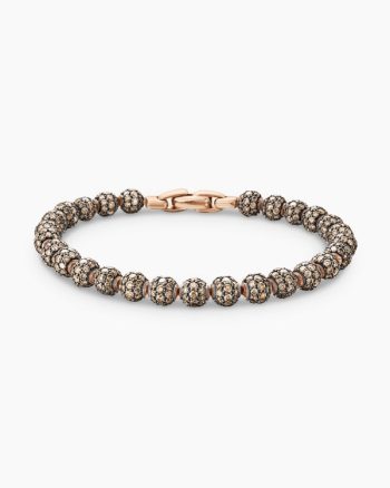 Spiritual Beads Bracelet|18K Rose Gold and Pavé Cognac Diamonds, 6mm