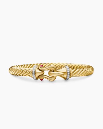 Buckle Cablespira® Bracelet|18K Yellow Gold with Rubies and Diamonds, 7mm