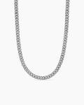 Curb Chain Necklace|Platinum with Diamonds, 8mm