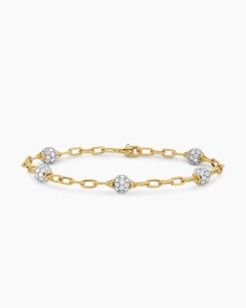 DY Madison® Pavé Bead Chain Bracelet|18K Yellow Gold with Diamonds, 3mm